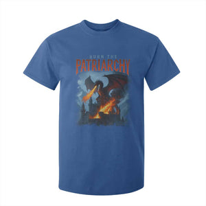 Vintage 90s Feminism Dragon T Shirt For Kid Burn the Patriarchy TS10 Royal Blue Print Your Wear