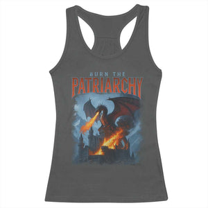 Vintage 90s Feminism Dragon Racerback Tank Top Burn the Patriarchy TS10 Dark Heather Print Your Wear