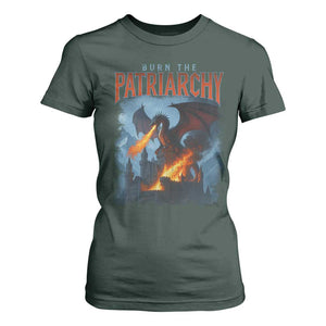Vintage 90s Feminism Dragon T Shirt For Women Burn the Patriarchy TS10 Dark Forest Green Print Your Wear