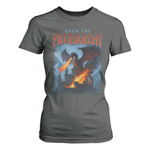 Vintage 90s Feminism Dragon T Shirt For Women Burn the Patriarchy TS10 Dark Heather Print Your Wear