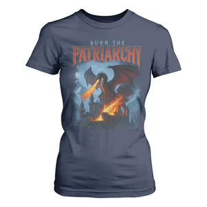 Vintage 90s Feminism Dragon T Shirt For Women Burn the Patriarchy TS10 Navy Print Your Wear
