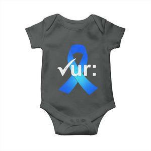 Colon Cancer Awareness Baby Onesie Blue Ribbon Colonoscopy Colorectal TS10 Dark Heather Print Your Wear