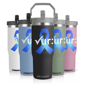 Colon Cancer Awareness Flip Straw Tumbler Blue Ribbon Colonoscopy Colorectal TS10 Print Your Wear