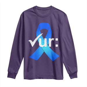 Colon Cancer Awareness Long Sleeve Shirt Blue Ribbon Colonoscopy Colorectal TS10 Purple Print Your Wear