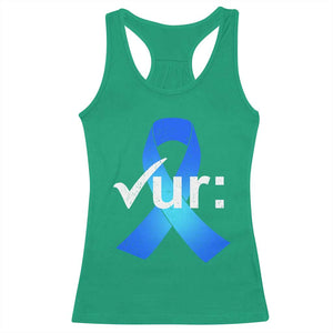 Colon Cancer Awareness Racerback Tank Top Blue Ribbon Colonoscopy Colorectal TS10 Irish Green Print Your Wear