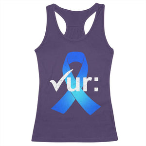 Colon Cancer Awareness Racerback Tank Top Blue Ribbon Colonoscopy Colorectal TS10 Purple Print Your Wear