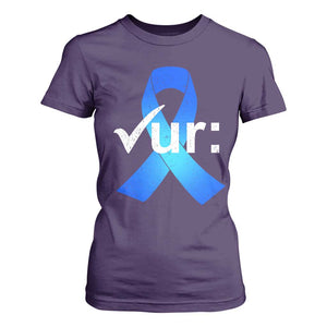 Colon Cancer Awareness T Shirt For Women Blue Ribbon Colonoscopy Colorectal TS10 Purple Print Your Wear