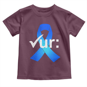Colon Cancer Awareness Toddler T Shirt Blue Ribbon Colonoscopy Colorectal TS10 Maroon Print Your Wear