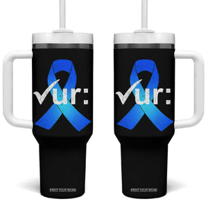 Colon Cancer Awareness Tumbler With Handle Blue Ribbon Colonoscopy Colorectal TS10 One Size: 40 oz Black Print Your Wear