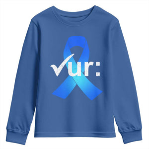 Colon Cancer Awareness Youth Sweatshirt Blue Ribbon Colonoscopy Colorectal TS10 Royal Blue Print Your Wear