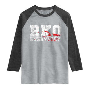 RKO Everybody Blood Raglan Shirt TS10 Heather Gray Heather Charcoal Print Your Wear