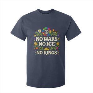 No Wars No ICE No Kings T Shirt For Kid Floral Resist Anti War Protest TS10 Navy Print Your Wear