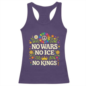 No Wars No ICE No Kings Racerback Tank Top Floral Resist Anti War Protest TS10 Purple Print Your Wear