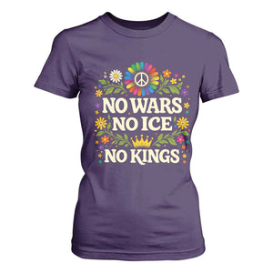 No Wars No ICE No Kings T Shirt For Women Floral Resist Anti War Protest TS10 Purple Print Your Wear