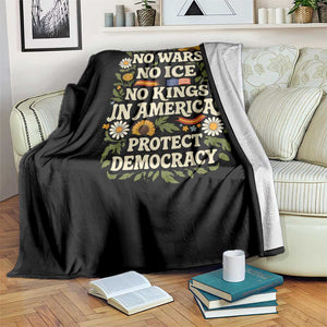 No Wars No ICE No Kings Throw Blanket Floral Resist No Kings In America Protest TS10 Print Your Wear