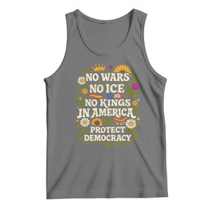 No Wars No ICE No Kings Tank Top Floral Resist No Kings In America Protest TS10 Black Heather Print Your Wear