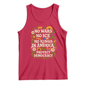 No Wars No ICE No Kings Tank Top Floral Resist No Kings In America Protest TS10 Red Print Your Wear