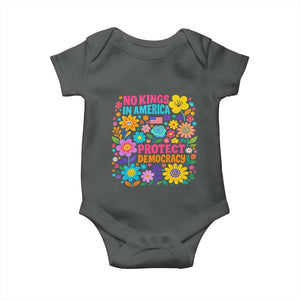 No Kings In America Protest Democraty Baby Onesie Floral Resist TS10 Dark Heather Print Your Wear