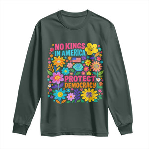 No Kings In America Protest Democraty Long Sleeve Shirt Floral Resist TS10 Dark Forest Green Print Your Wear