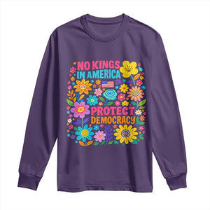 No Kings In America Protest Democraty Long Sleeve Shirt Floral Resist TS10 Purple Print Your Wear