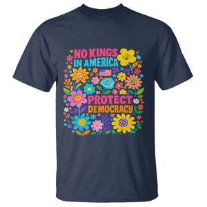No Kings In America Protest Democraty T Shirt Floral Resist TS10 Navy Print Your Wear