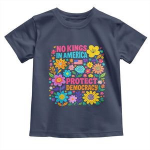 No Kings In America Protest Democraty Toddler T Shirt Floral Resist TS10 Navy Print Your Wear