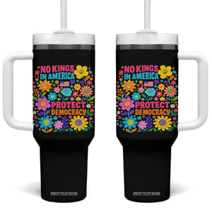 No Kings In America Protest Democraty Tumbler With Handle Floral Resist TS10 One Size: 40 oz Black Print Your Wear