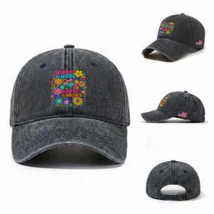 No Kings In America Protest Democraty Washed Cotton Baseball Cap Floral Resist TS10 Washed Cap Universal Fit Dark Gray Print Your Wear