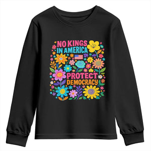 No Kings In America Protest Democraty Youth Sweatshirt Floral Resist TS10 Black Print Your Wear