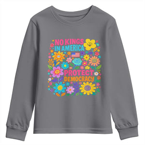 No Kings In America Protest Democraty Youth Sweatshirt Floral Resist TS10 Charcoal Print Your Wear