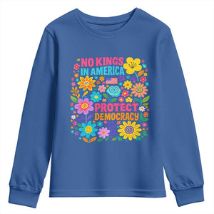 No Kings In America Protest Democraty Youth Sweatshirt Floral Resist TS10 Royal Blue Print Your Wear