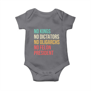 No Kings Baby Onesie Retro Resistance TS10 Charcoal Print Your Wear