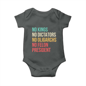 No Kings Baby Onesie Retro Resistance TS10 Dark Heather Print Your Wear
