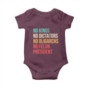 No Kings Baby Onesie Retro Resistance TS10 Maroon Print Your Wear