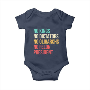 No Kings Baby Onesie Retro Resistance TS10 Navy Print Your Wear