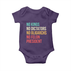 No Kings Baby Onesie Retro Resistance TS10 Purple Print Your Wear