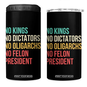 No Kings 4 in 1 Can Cooler Tumbler Retro Resistance TS10 One Size: 16 oz Black Print Your Wear