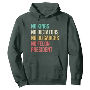 No Kings Hoodie Retro Resistance TS10 Dark Forest Green Print Your Wear