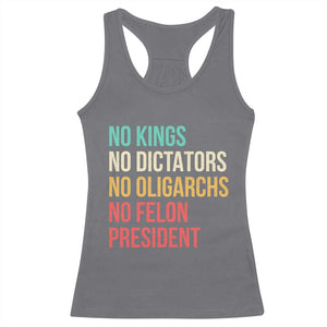 No Kings Racerback Tank Top Retro Resistance TS10 Charcoal Print Your Wear