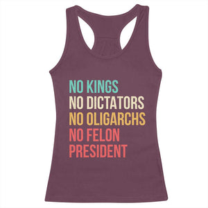 No Kings Racerback Tank Top Retro Resistance TS10 Maroon Print Your Wear