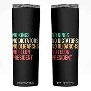 No Kings Skinny Tumbler Retro Resistance TS10 Black Print Your Wear