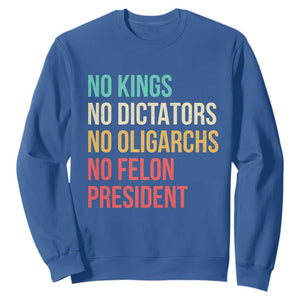 No Kings Sweatshirt Retro Resistance TS10 Royal Blue Print Your Wear