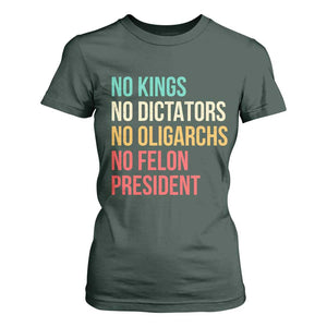 No Kings T Shirt For Women Retro Resistance TS10 Dark Forest Green Print Your Wear