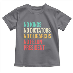 No Kings Toddler T Shirt Retro Resistance TS10 Charcoal Print Your Wear