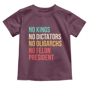 No Kings Toddler T Shirt Retro Resistance TS10 Maroon Print Your Wear