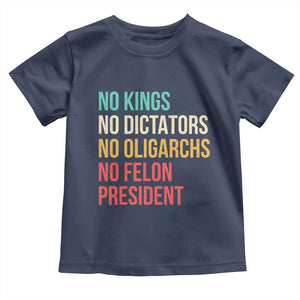 No Kings Toddler T Shirt Retro Resistance TS10 Navy Print Your Wear