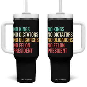 No Kings Tumbler With Handle Retro Resistance TS10 One Size: 40 oz Black Print Your Wear