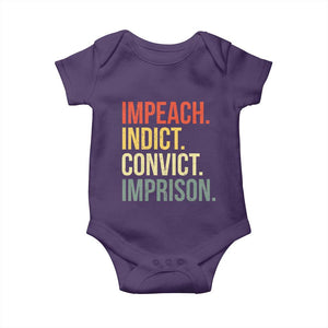 Impeach Indict Convict Imprison Baby Onesie Subtle FDT TS10 Purple Print Your Wear