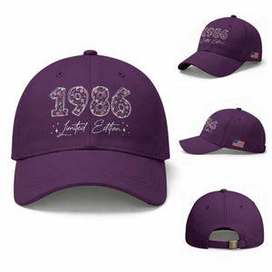 40th Birthday Baseball Cap Floral 1986 40 Year Old Birthday Gifts For Women TS10 Baseball Cap Universal Fit Purple Print Your Wear