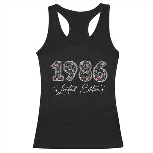 40th Birthday Racerback Tank Top Floral 1986 40 Year Old Birthday Gifts For Women TS10 Black Print Your Wear